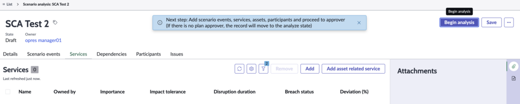 Services tab.