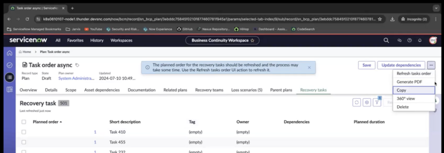 Refresh tasks in plan.