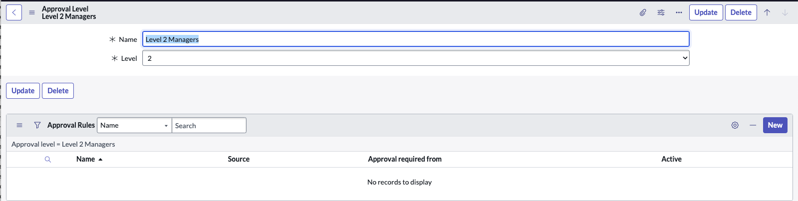 Approval level record.