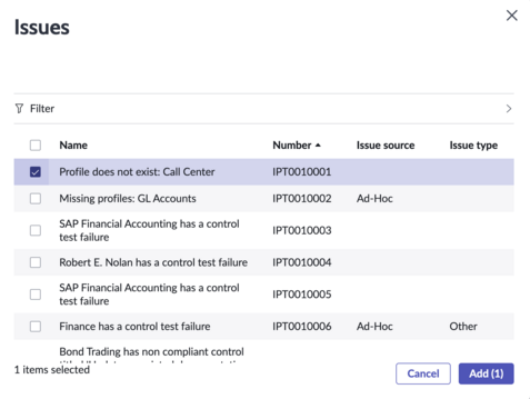 Add an existing issue to the analysis.