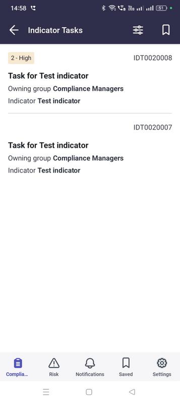 Indicator tasks list