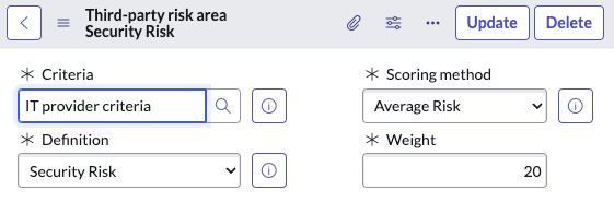 Third-party risk areas are added to the criteria.