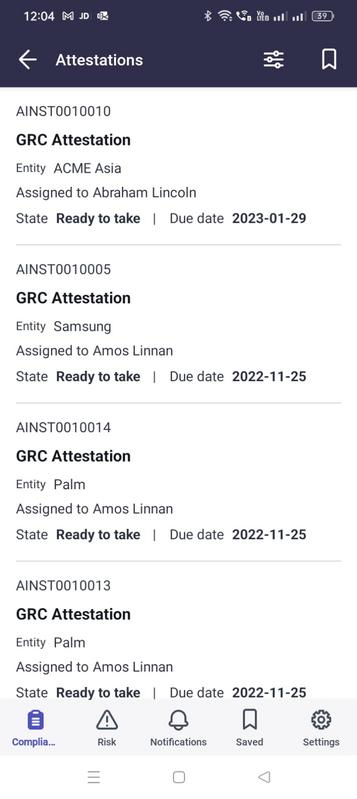 Attestations list.