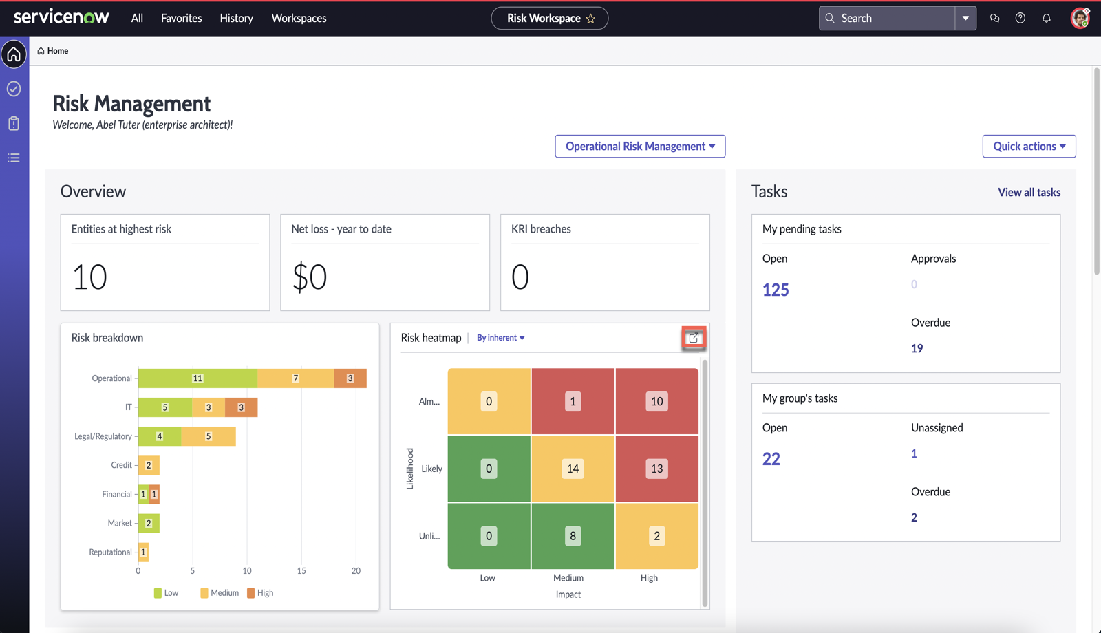 Launch risk heatmap workbench from the risk workspace.