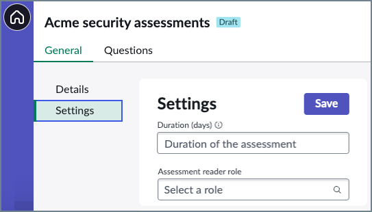 Configuring the settings for a template.