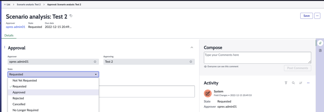 Sample Approvals tab.