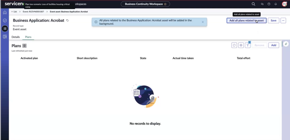 Add all plans related to asset.