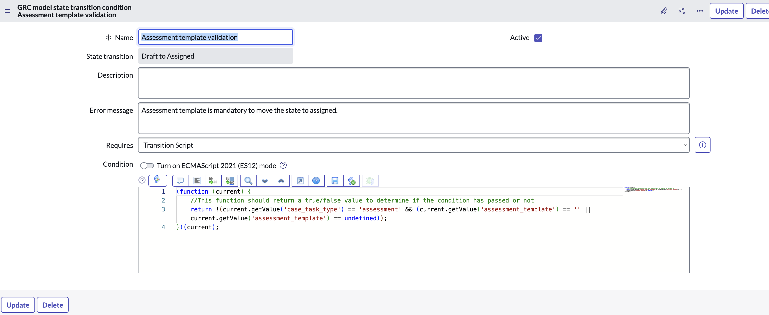 Error message.