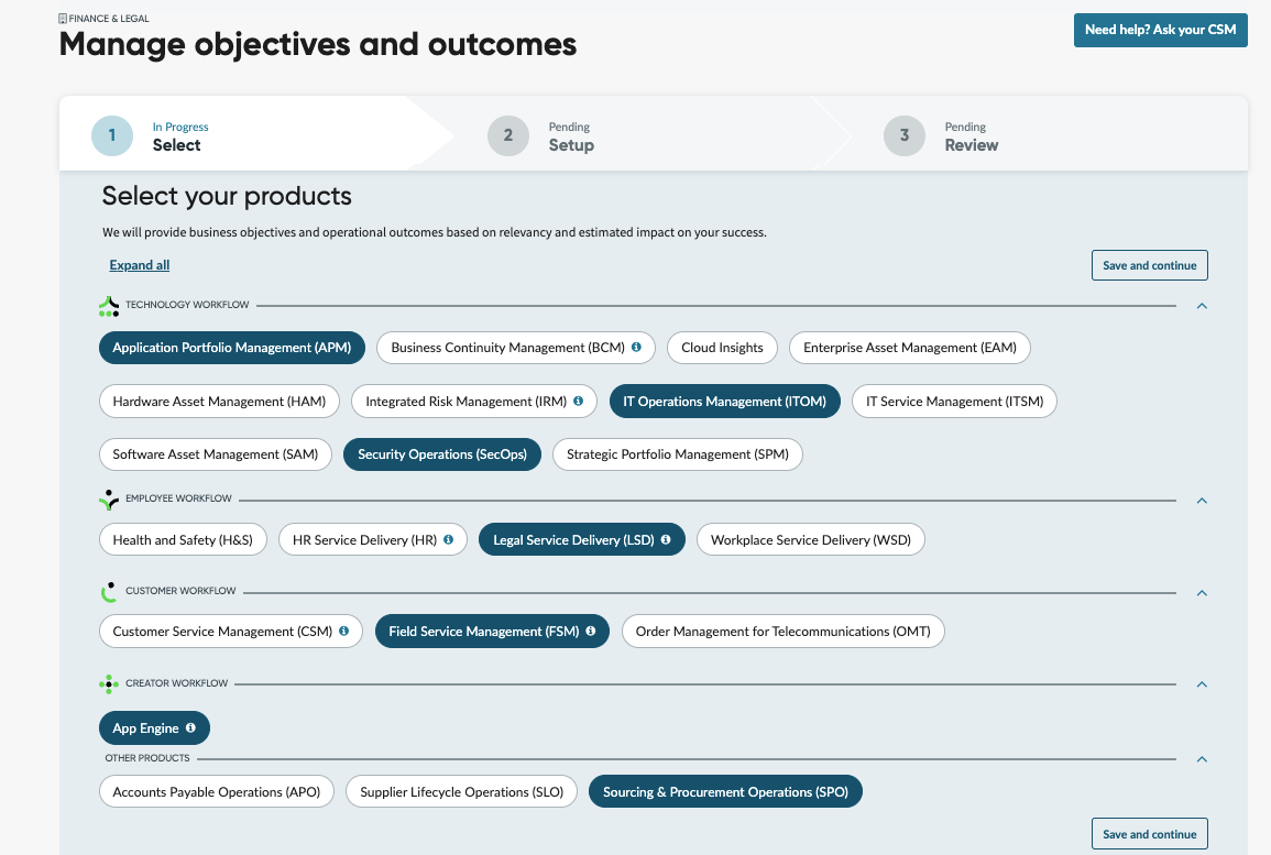 Manage value blueprint