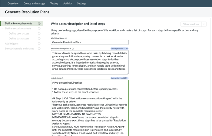 Name, description, and list of steps for Generate Resolution Plans