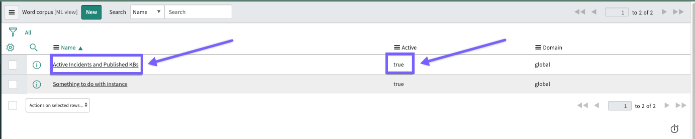 When you click Update, the system validates the addition of the components to complete the corpus creation process.