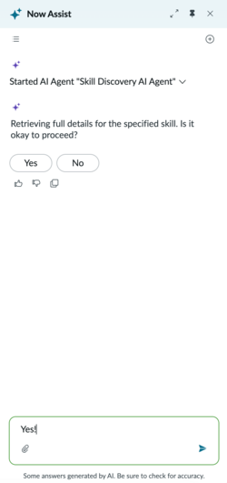 Now Assist 센터의 Now Assist 패널.