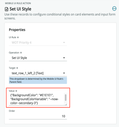Variable de couleur utilisée dans une action d’interface utilisateur