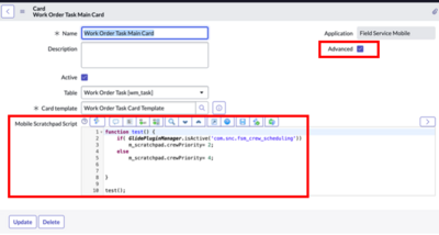 JavaScript dans le champ de script du bloc-notes mobile Condition de