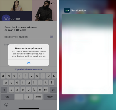 Code PIN du périphérique et fonctionnalités de floutage dans l'interface utilisateur Mobile.