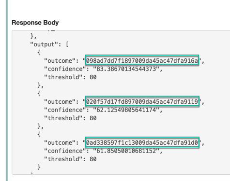Zeigt dem Anwender die Top-3-Ergebnisse für den REST-API-Explorer-Antworttext