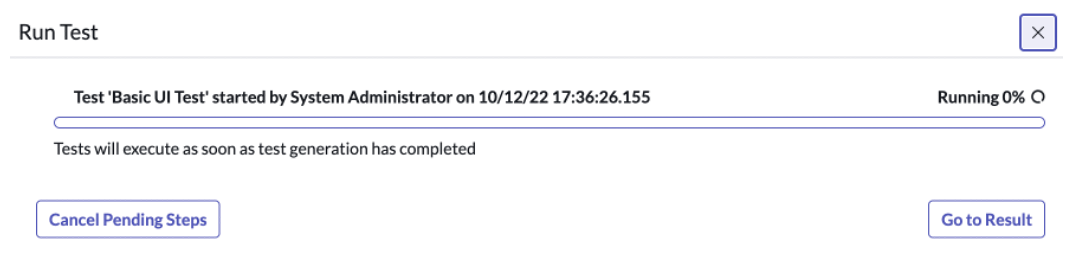 Image showing test run queue when test generation is in progress