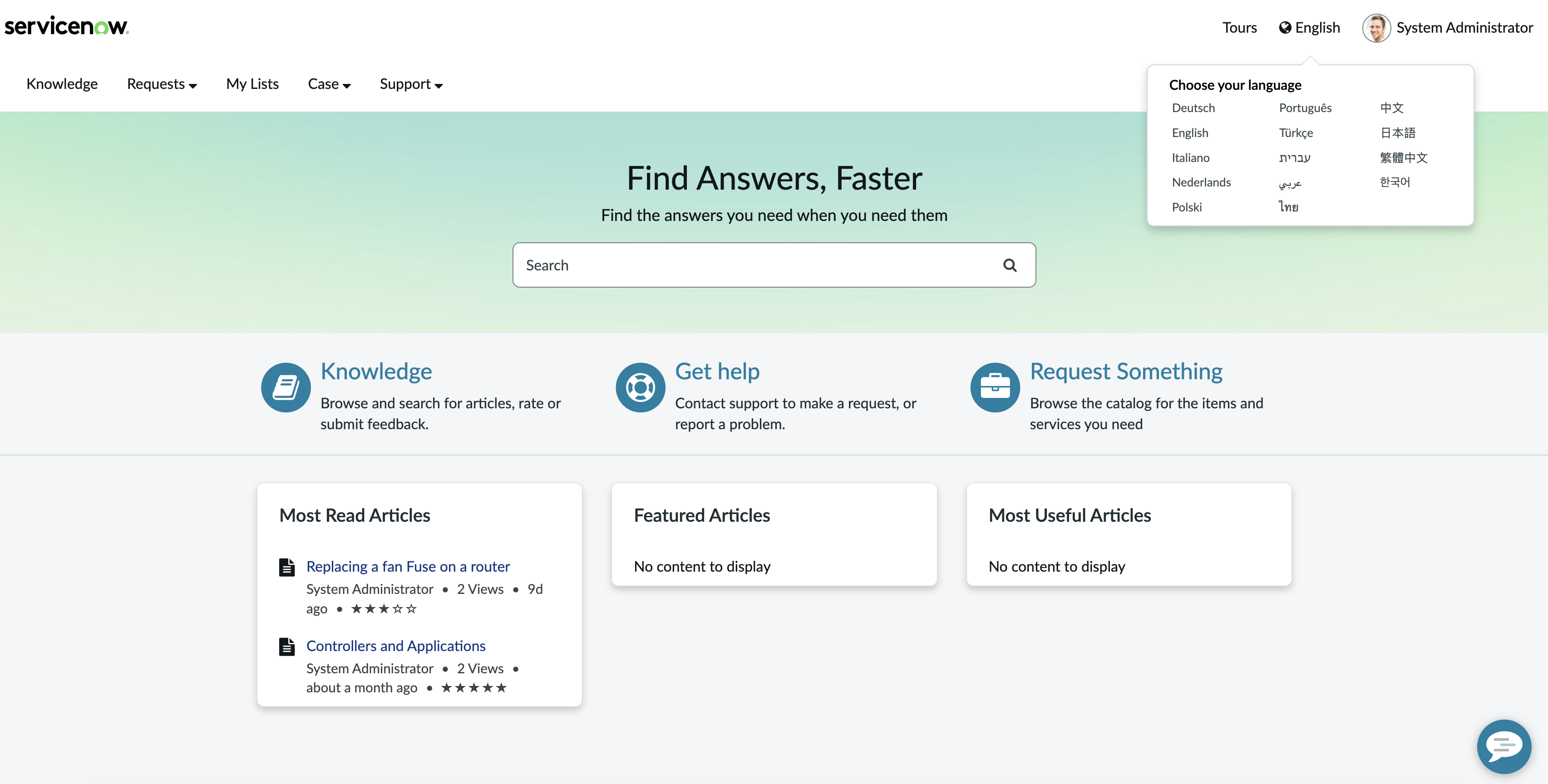 Language selector widget with languages grouped by region.