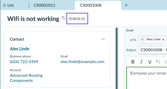 case page with timer component