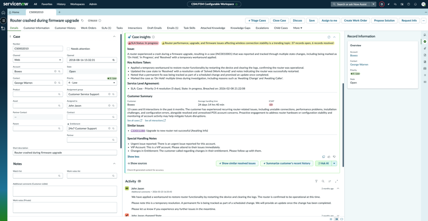 AI-generated case summary for a case record.