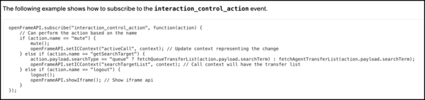 This example illustrates the OpenFrame API technical interaction between the phone directory, the getSearchTarget event, and the CCaaS system.