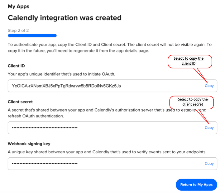 Calendly OAuth 상세 정보.
