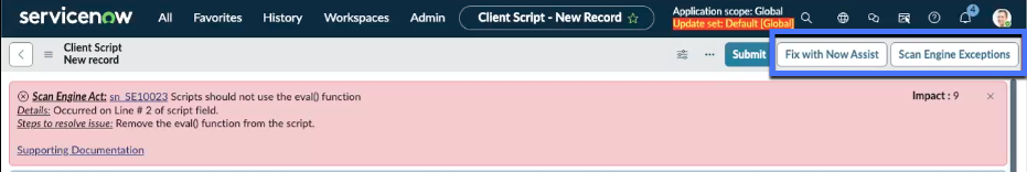 Example Scan Engine code fix finding.