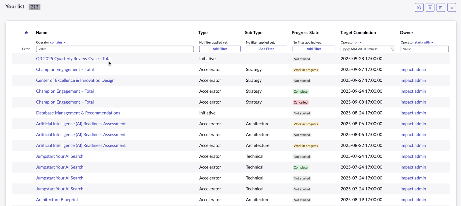 View a list of Accelerators and Initiatives