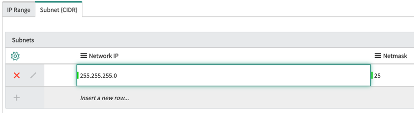 Sample Subnet in IP filter criteria