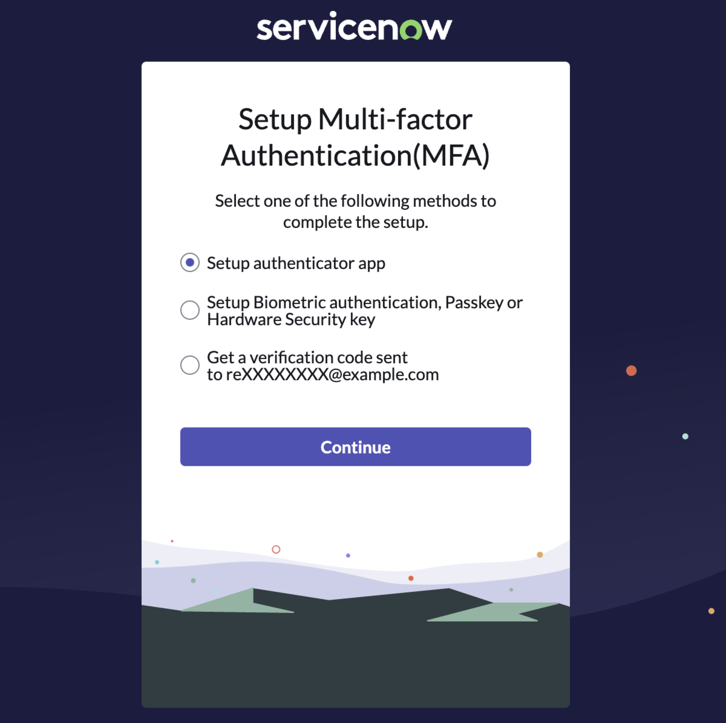 MFA screen