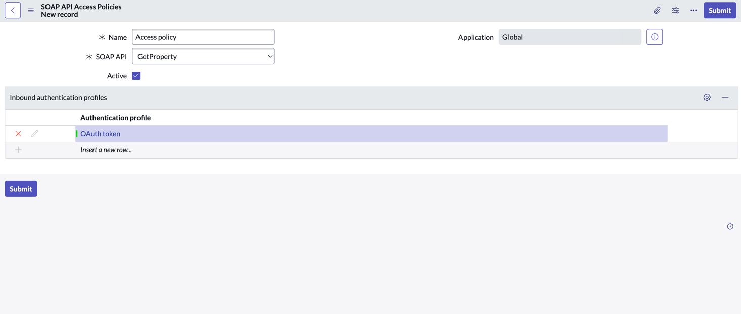 SOAP API Access Policy