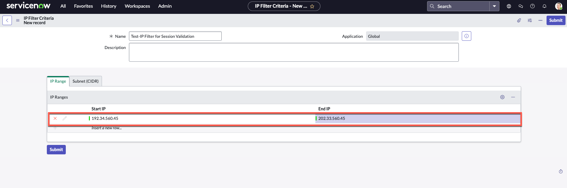 IP Filter Criteria