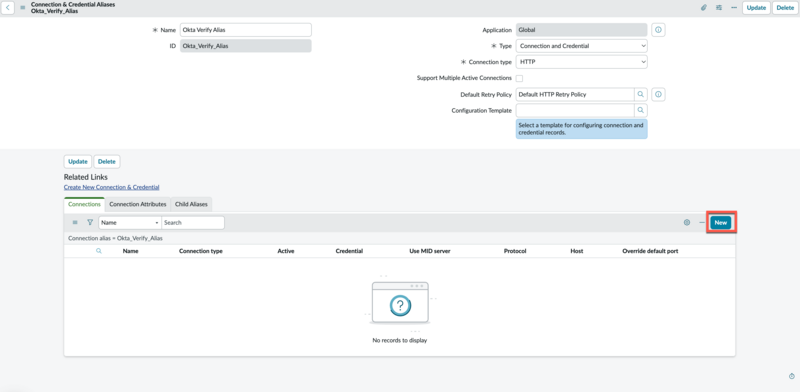 Connection & Credential Alias record