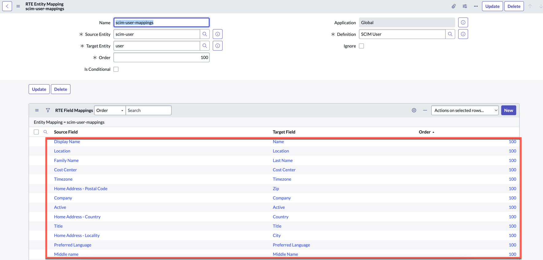 RTE Entity Mappings
