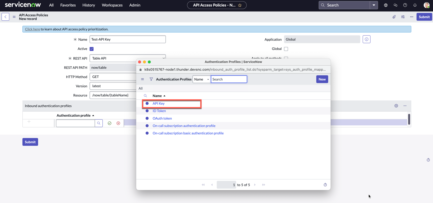 Add profile to Access Policy