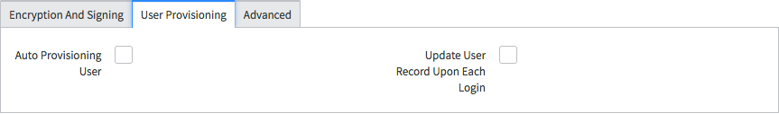 User Provisioning Tab.