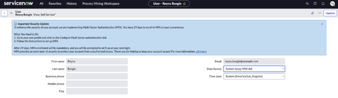Message on the User Profile