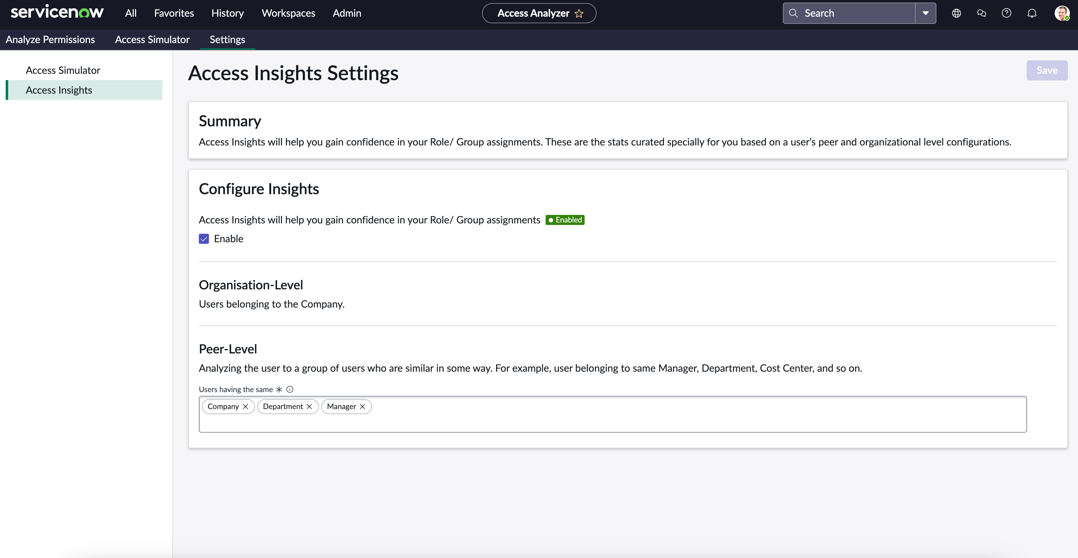 Access Insights Settings