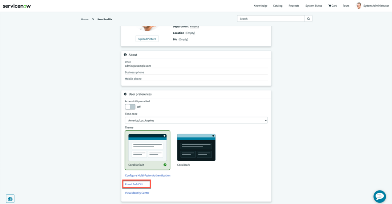 Soft PIN on the Service Portal