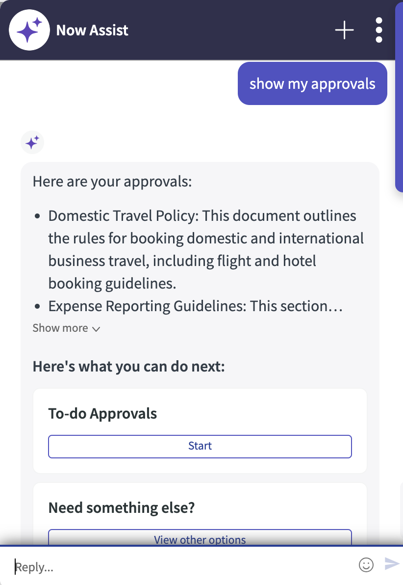 Now Assist in Virtual Agent To-do approvals
