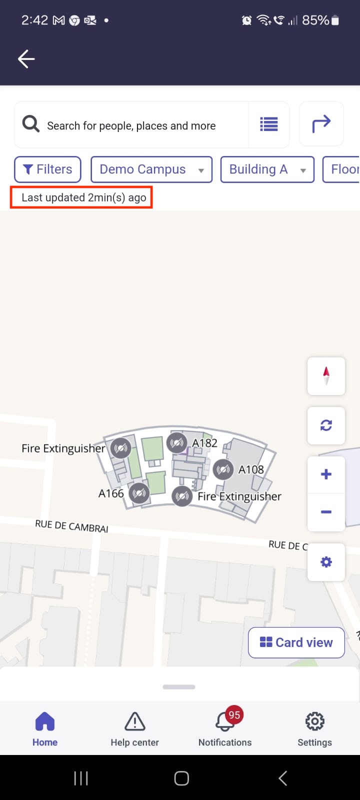 Last updated time interval label to show the time when the latest occupancy and reservation data is fetched.