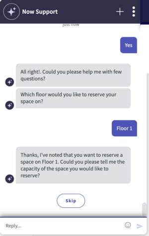 Now Assist in Virtual Agent prompts for adding a floor name.