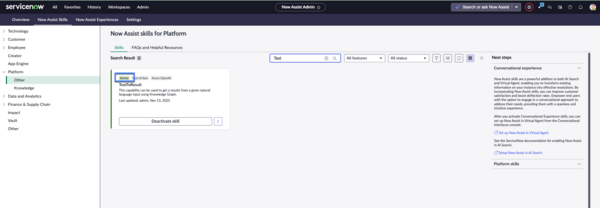 Verify TextToResult Platform skill is active