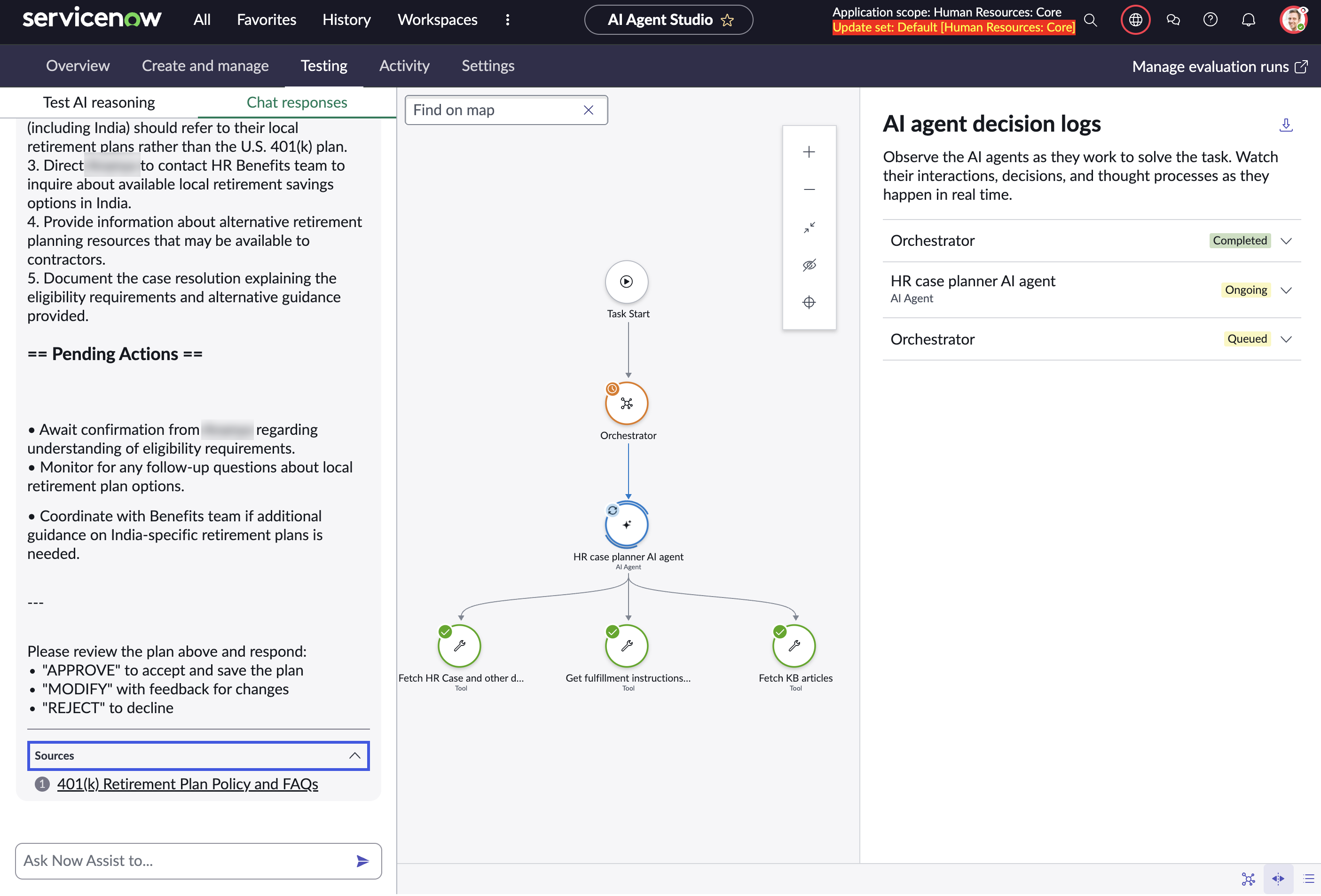 Generation of a fulfillment plan for an HR case