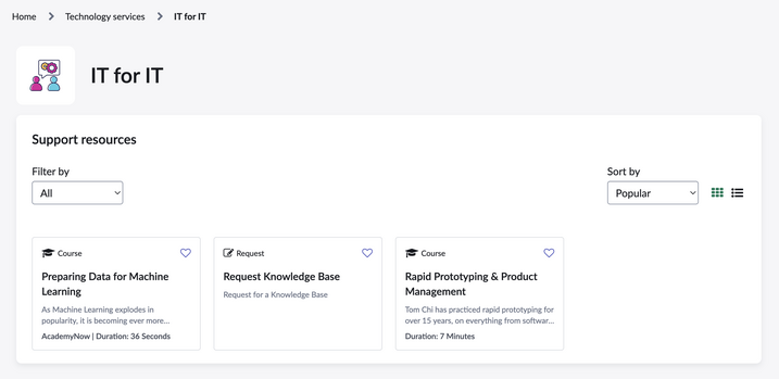 The course appears in the topic content widget.