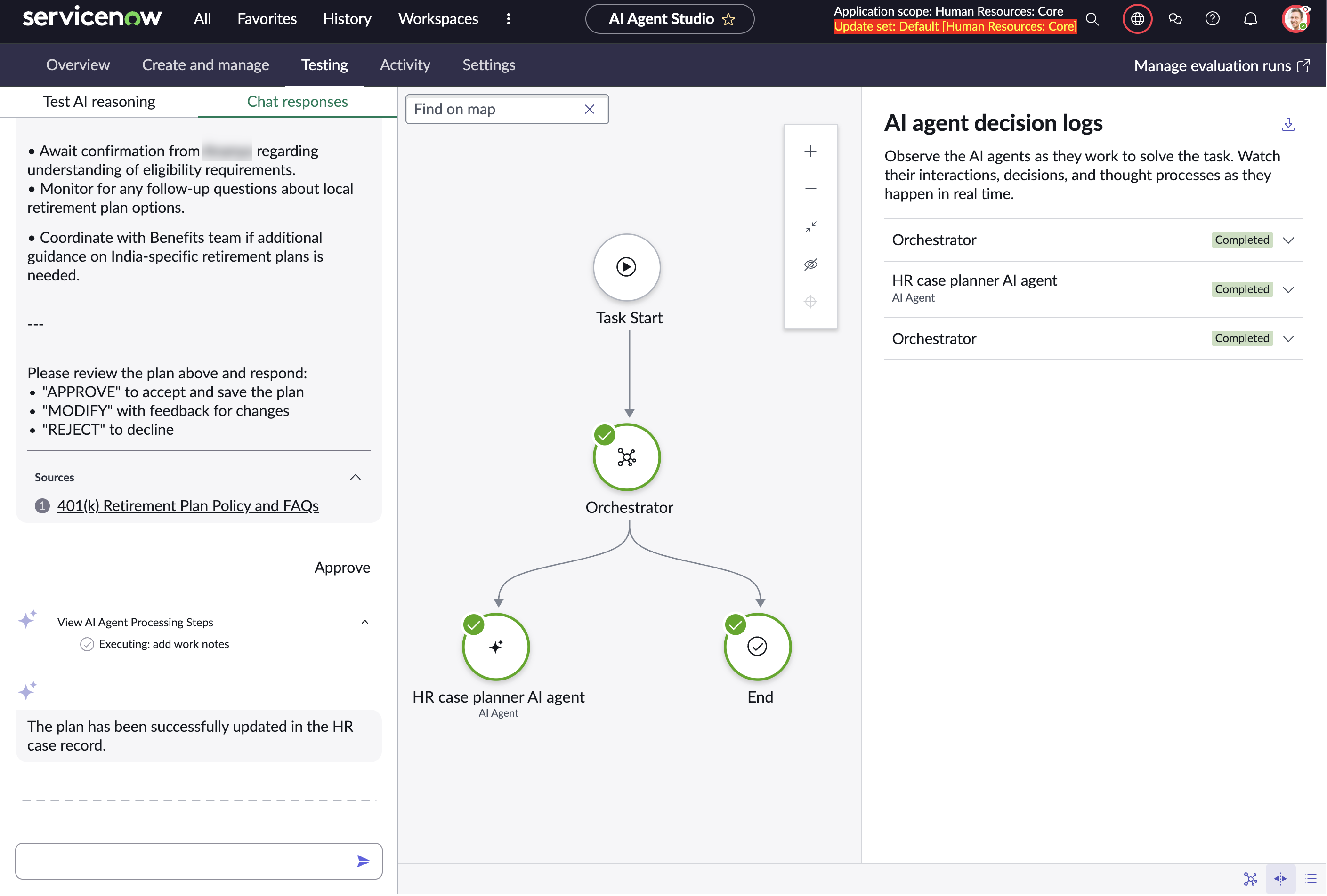 Generation of a fulfillment plan for an HR case