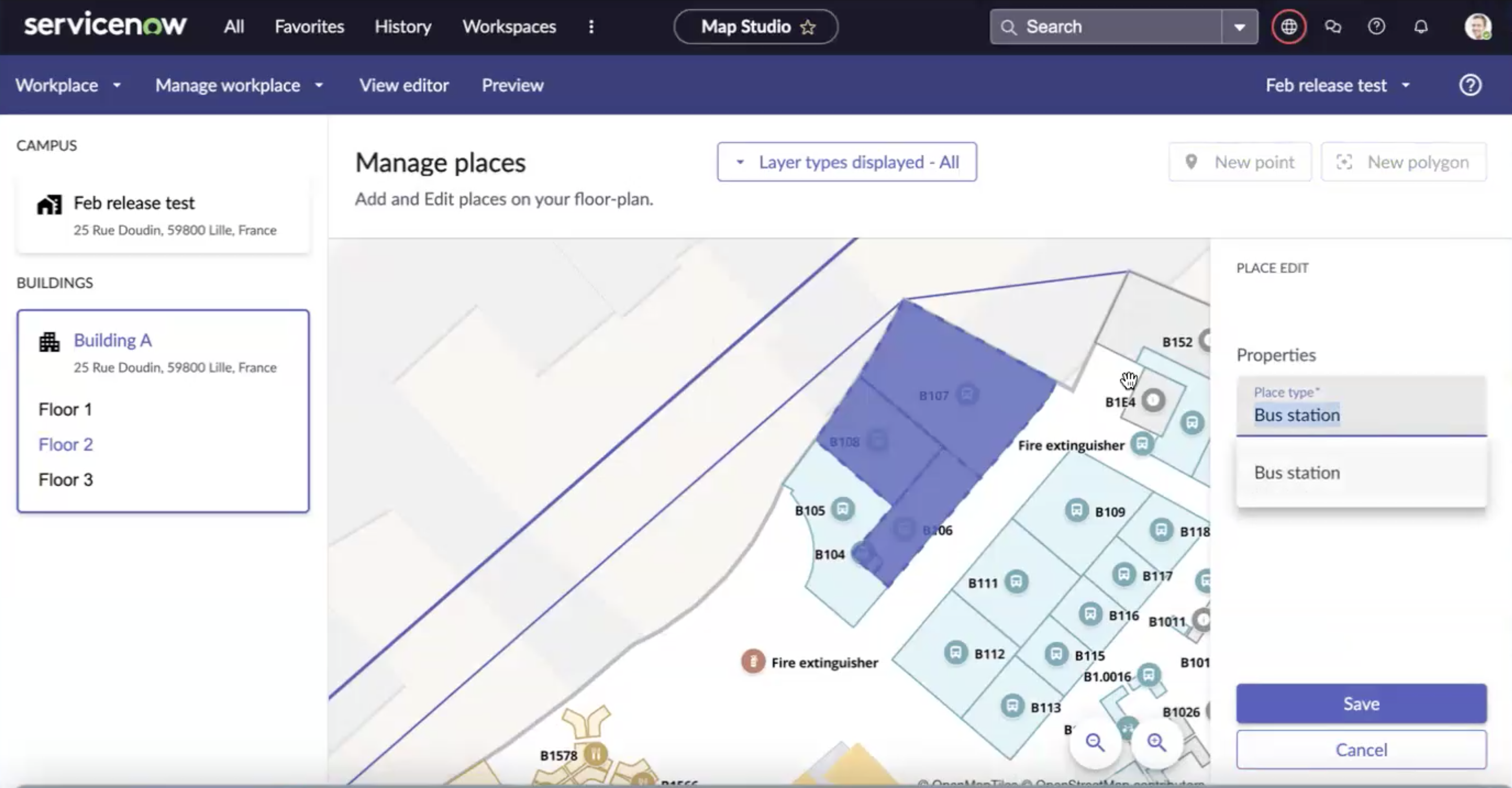 Manually set places using Manage Places in Map Studio.