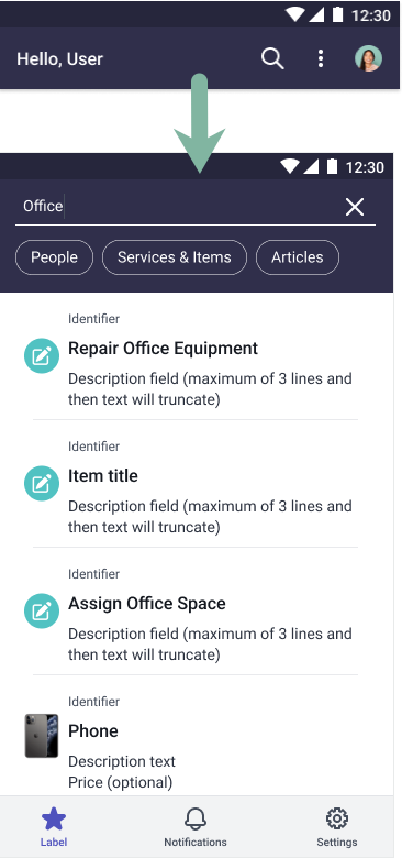 Globale Suchleiste