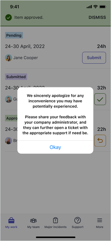 Bei Auswahl von „Nicht wirklich“ in der Mobile App angezeigte Nachricht