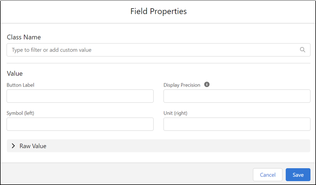 Number field properties in layouts